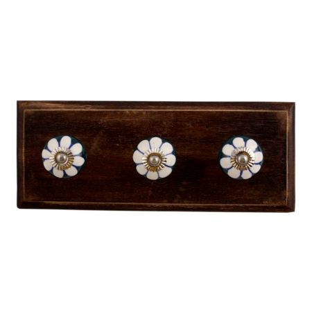 Stephanotis Ceramic Wooden Hooks